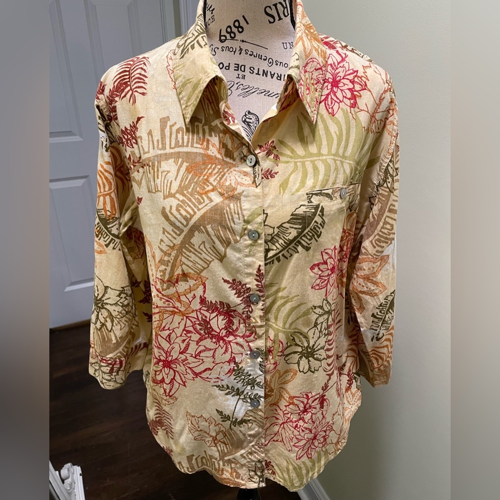 Chico’s tropical floral blouse